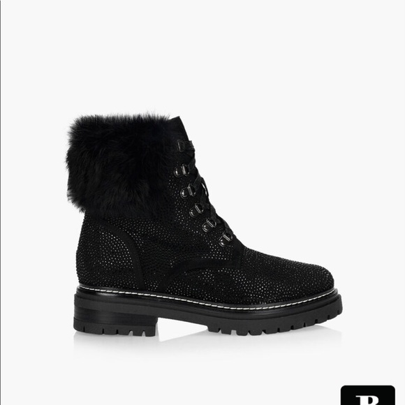 Black ankle height boots with subtle studded detail. - Picture 2 of 3